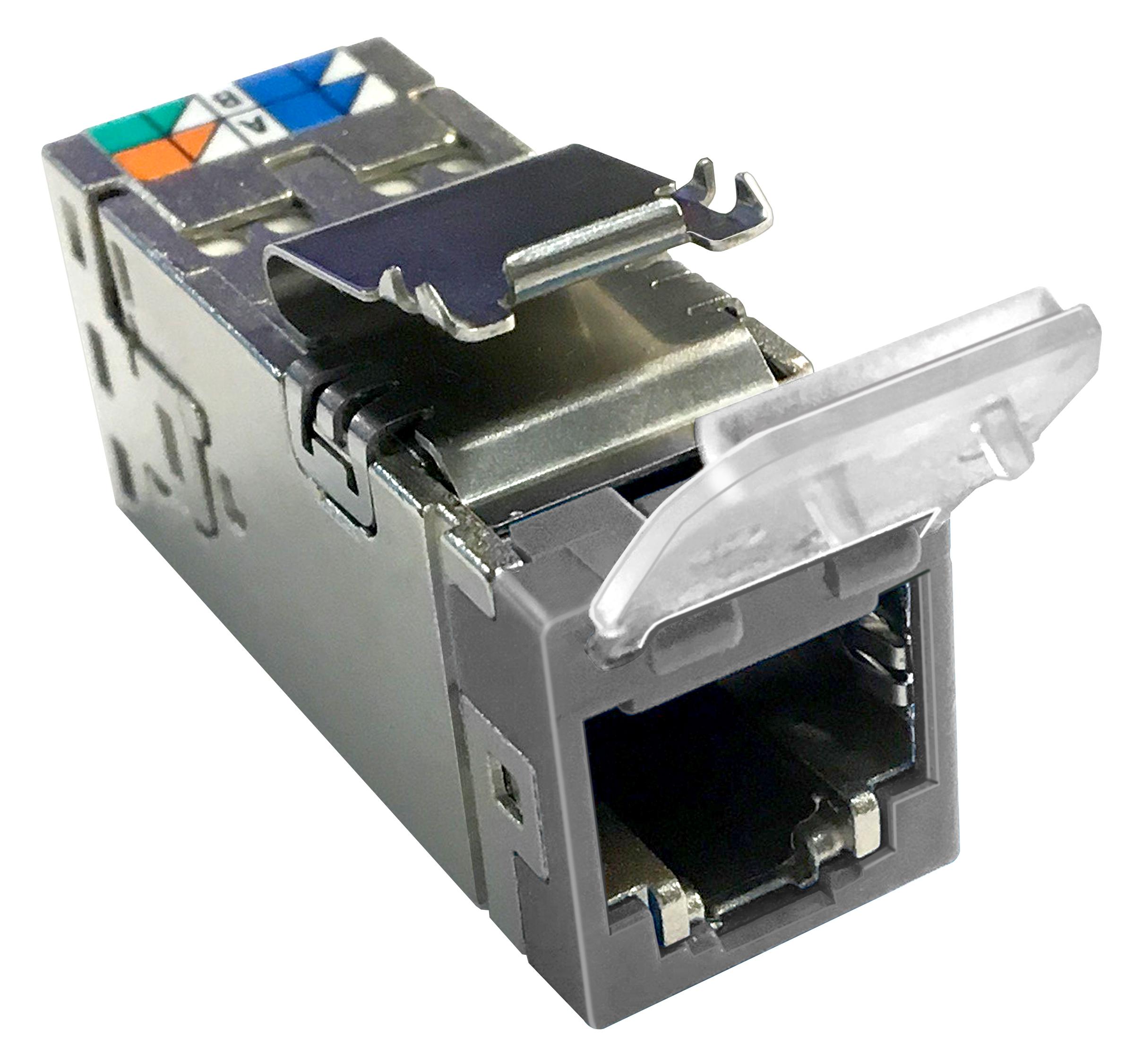 изображение Модульне гніздо NETCONNECT® RJ45 (8p8c) Cat.6 STP AMP-TWIST SLX6S, grey, with dust cup